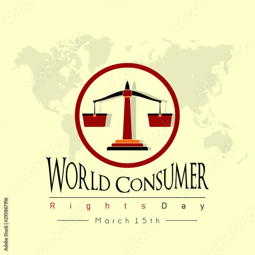 Typography for World consumer Right Day design with basket scales