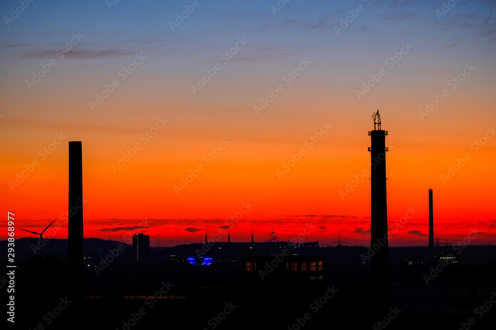 Industrie Skyline Ruhrgebiet bei Nacht