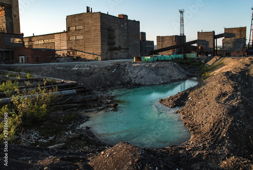 Abandoned chemical plant in the industrial district of Norilsk, Russia