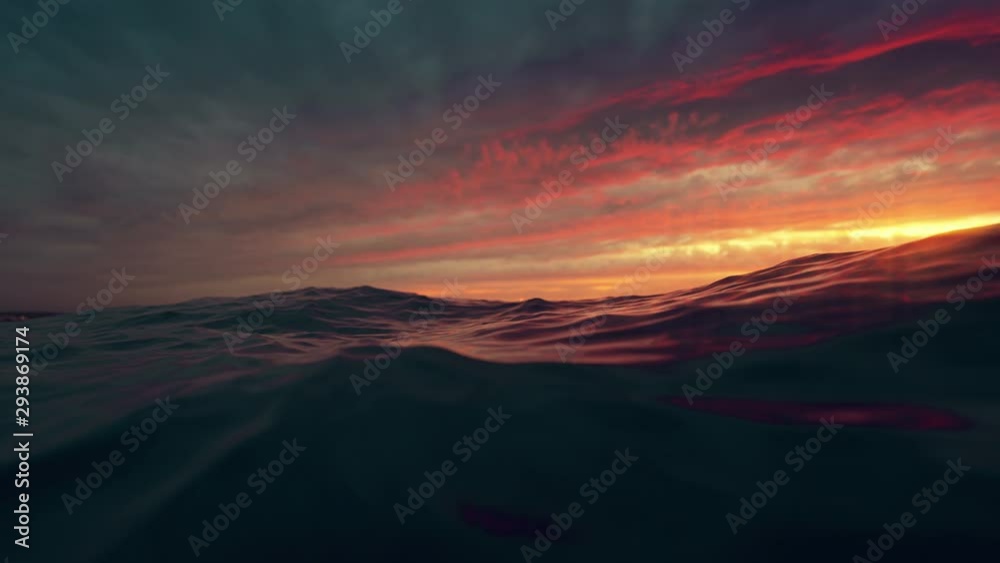 Sea wave close up, low angle view, slow motion sunrsie shot Sea wave close up, low angle view, slow motion sunrsie shot