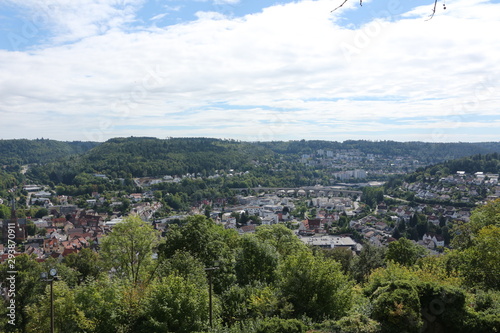 Blick von der Burgruine Hohennagold auf die Stadt Nagold im Schwarzwald photo