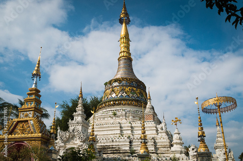 Golden dome stupa in a buddhist temple  Chiang Mai  Northern Thailand