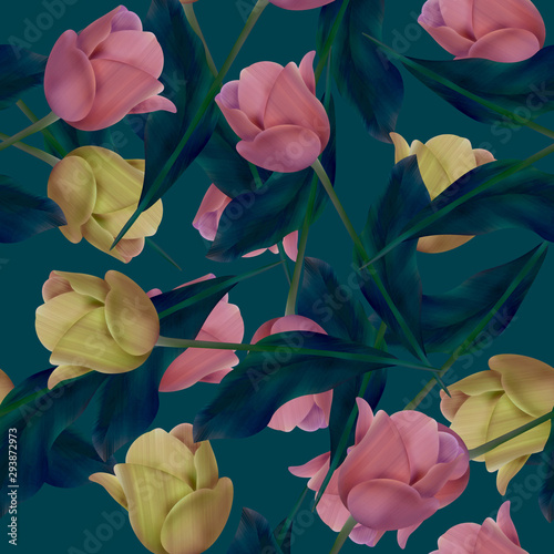 Tulips.Seamless pattern with flowers for print  greeting cards  advertising.