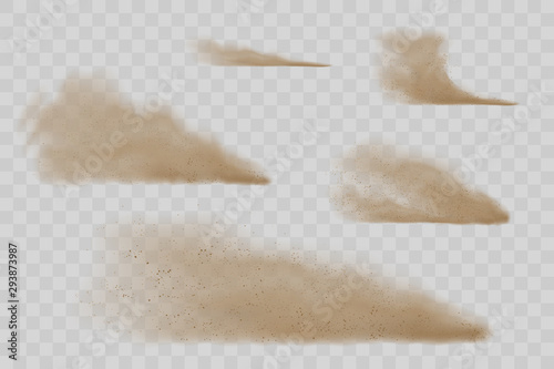 Sand dust clouds on transparent background