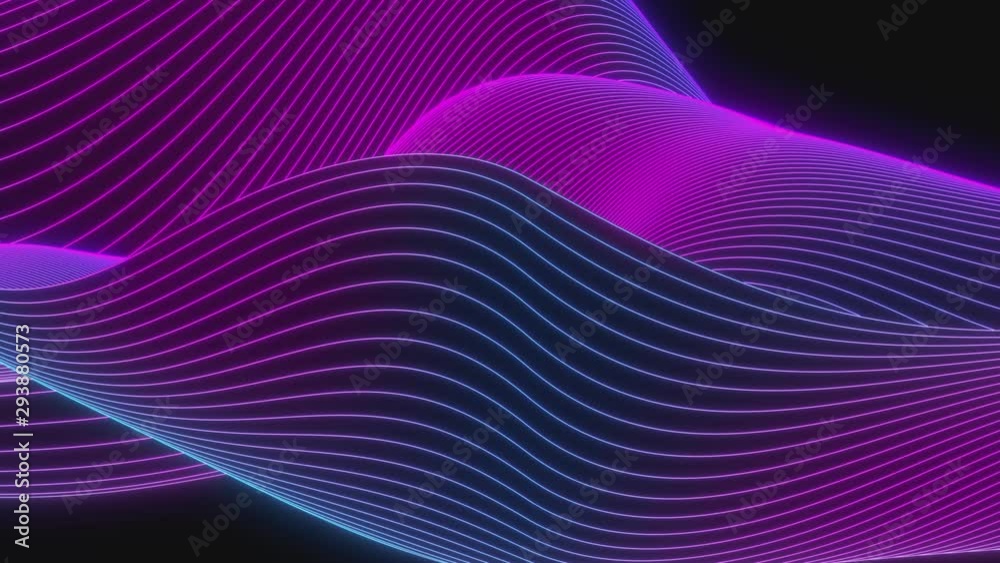 Looped animation. Abstract colorful wavy background in bright rainbow colors. Modern colorful wallpaper. 3d rendering.