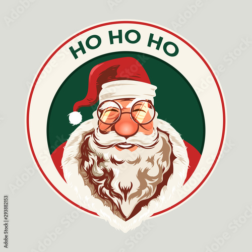 Santa Clause smile face with beard and hat and say ho ho ho at Christmas Eve midnight