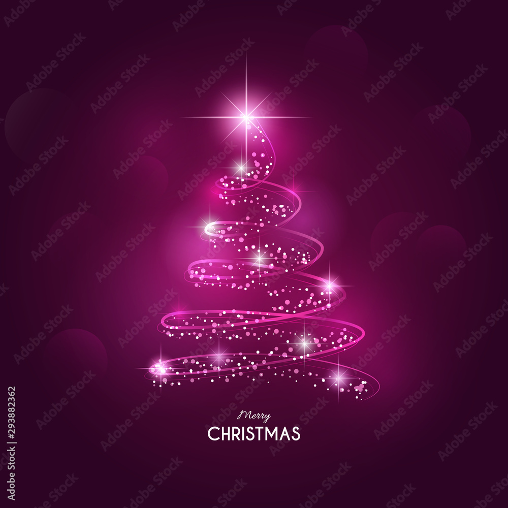 Abstract Christmas tree on magenta background - obrazy, fototapety, plakaty 