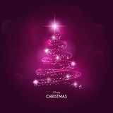 Abstract Christmas tree on magenta background