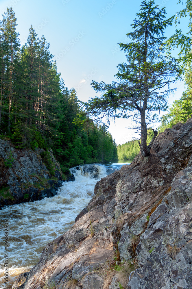 Kivach waterfall on the Suna River, Kondopoga district, Republic of Karelia, Russian Federation Kivach waterfall on the Suna River, Kondopoga district, Republic of Karelia, Russian Federation