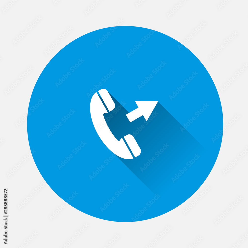 Handset vector icon. Phone icon in flat style on blue background. Flat image with long shadow. Handset vector icon. Phone icon in flat style on blue background. Flat image with long shadow.