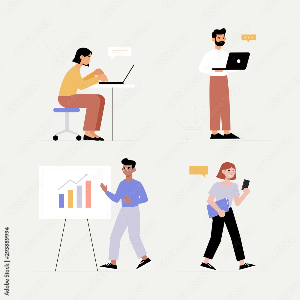Illustration of people working at the office.Vector