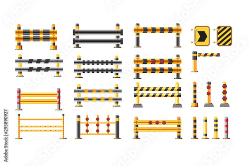 Guardrail and Road objects vector collection