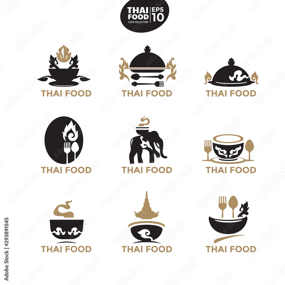 Modern Thai food logo template for culinary business, restaurant and