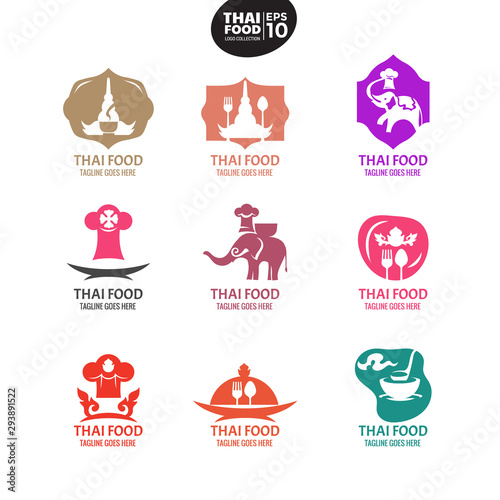 Modern Thai food logo template for culinary business, restaurant and corporate