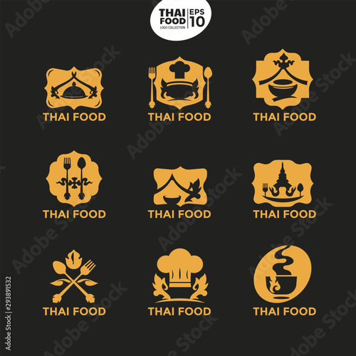 Modern Thai food logo template for culinary business, restaurant and corporate