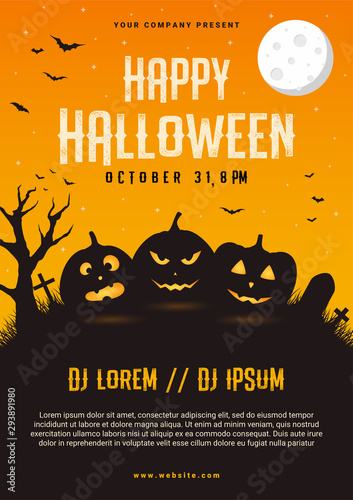 Happy halloween business flyer design template  vector illustration
