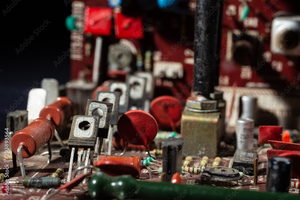 Fototapeta premium Closeup Electronic Circuit. Microchips and Electronic Elements