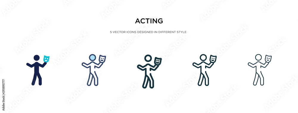 acting icon in different style vector illustration. two colored and black acting vector icons designed in filled, outline, line and stroke style can be used for web, mobile, ui acting icon in different style vector illustration. two colored and black acting vector icons designed in filled, outline, line and stroke style can be used for web, mobile, ui