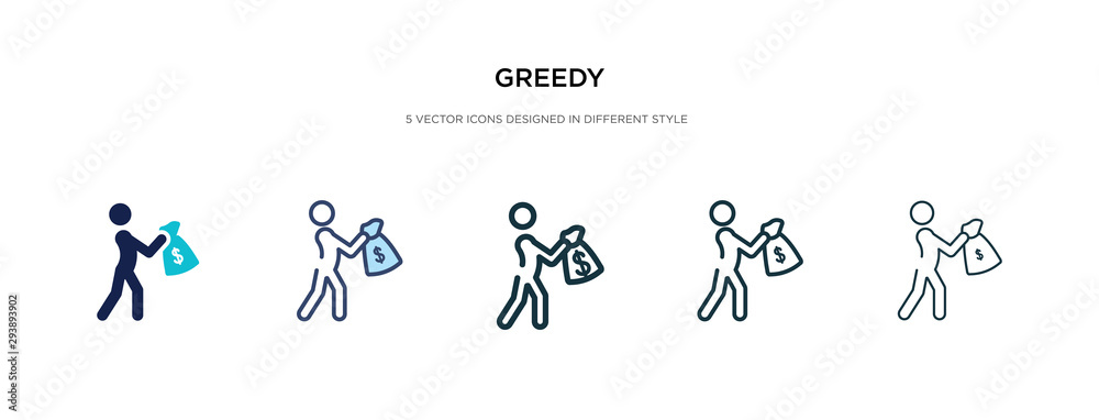greedy icon in different style vector illustration. two colored and black greedy vector icons designed in filled, outline, line and stroke style can be used for web, mobile, ui greedy icon in different style vector illustration. two colored and black greedy vector icons designed in filled, outline, line and stroke style can be used for web, mobile, ui
