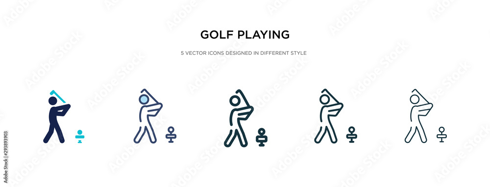 golf playing icon in different style vector illustration. two colored and black golf playing vector icons designed in filled, outline, line and stroke style can be used for web, mobile, ui