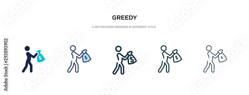 Canvas-taulu greedy icon in different style vector illustration
