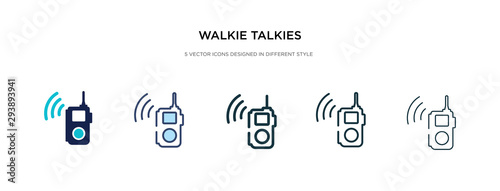 walkie talkies icon in different style vector illustration. two colored and black walkie talkies vector icons designed in filled, outline, line and stroke style can be used for web, mobile, ui photo