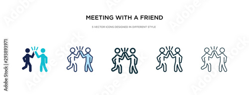 meeting with a friend icon in different style vector illustration. two colored and black meeting with a friend vector icons designed in filled, outline, line and stroke style can be used for web, photo