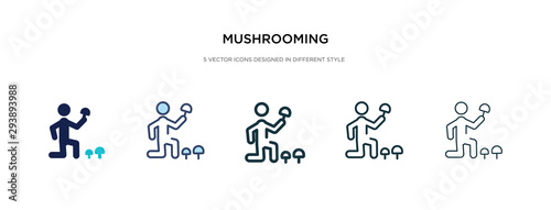 mushrooming icon in different style vector illustration. two colored and black mushrooming vector icons designed in filled, outline, line and stroke style can be used for web, mobile, ui