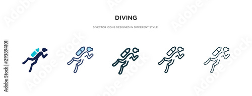 diving icon in different style vector illustration. two colored and black diving vector icons designed in filled, outline, line and stroke style can be used for web, mobile, ui