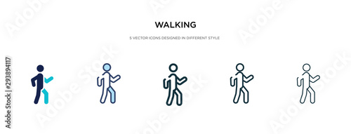 walking icon in different style vector illustration. two colored and black walking vector icons designed in filled, outline, line and stroke style can be used for web, mobile, ui