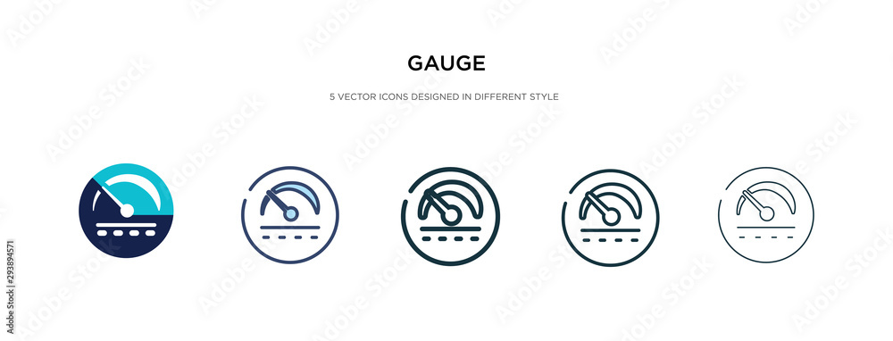 gauge icon in different style vector illustration. two colored and black gauge vector icons designed in filled, outline, line and stroke style can be used for web, mobile, ui