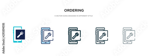 ordering icon in different style vector illustration. two colored and black ordering vector icons designed in filled, outline, line and stroke style can be used for web, mobile, ui