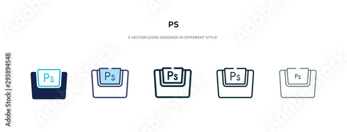 ps icon in different style vector illustration. two colored and black ps vector icons designed in filled, outline, line and stroke style can be used for web, mobile, ui