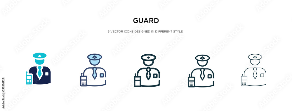 guard icon in different style vector illustration. two colored and black guard vector icons designed in filled, outline, line and stroke style can be used for web, mobile, ui guard icon in different style vector illustration. two colored and black guard vector icons designed in filled, outline, line and stroke style can be used for web, mobile, ui