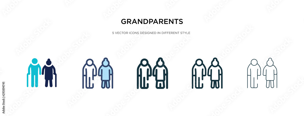 grandparents icon in different style vector illustration. two colored and black grandparents vector icons designed in filled, outline, line and stroke style can be used for web, mobile, ui