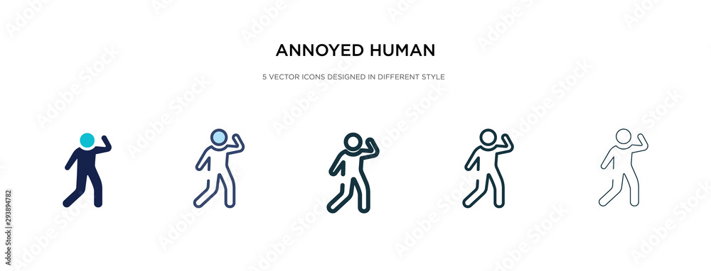 annoyed human icon in different style vector illustration. two colored and black annoyed human vector icons designed in filled, outline, line and stroke style can be used for web, mobile, ui