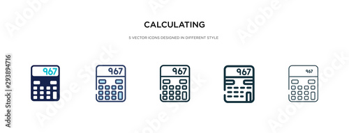 calculating icon in different style vector illustration. two colored and black calculating vector icons designed in filled, outline, line and stroke style can be used for web, mobile, ui
