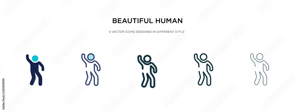 beautiful human icon in different style vector illustration. two colored and black beautiful human vector icons designed in filled, outline, line and stroke style can be used for web, mobile, ui