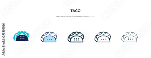 taco icon in different style vector illustration. two colored and black taco vector icons designed in filled, outline, line and stroke style can be used for web, mobile, ui