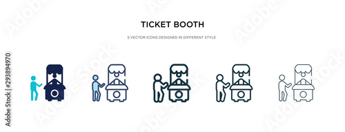 ticket booth icon in different style vector illustration. two colored and black ticket booth vector icons designed in filled, outline, line and stroke style can be used for web, mobile, ui