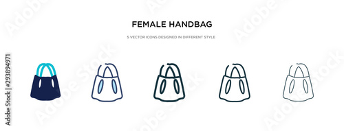 female handbag icon in different style vector illustration. two colored and black female handbag vector icons designed in filled  outline  line and stroke style can be used for web  mobile  ui