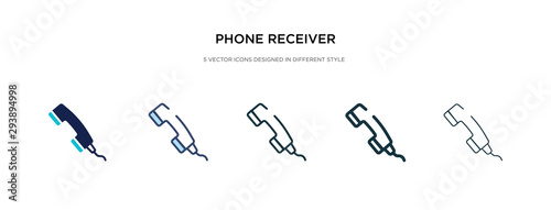 phone receiver icon in different style vector illustration. two colored and black phone receiver vector icons designed in filled, outline, line and stroke style can be used for web, mobile, ui