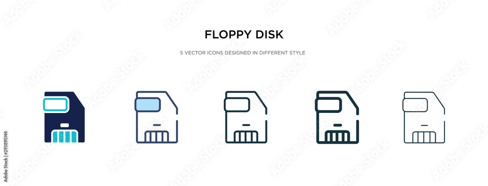 floppy disk icon in different style vector illustration. two colored and black floppy disk vector icons designed in filled, outline, line and stroke style can be used for web, mobile, ui floppy disk icon in different style vector illustration. two colored and black floppy disk vector icons designed in filled, outline, line and stroke style can be used for web, mobile, ui