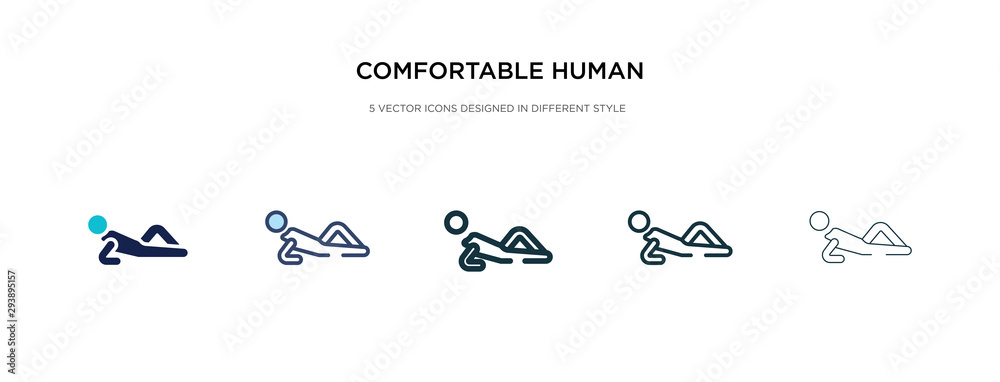 comfortable human icon in different style vector illustration. two colored and black comfortable human vector icons designed in filled, outline, line and stroke style can be used for web, mobile, ui
