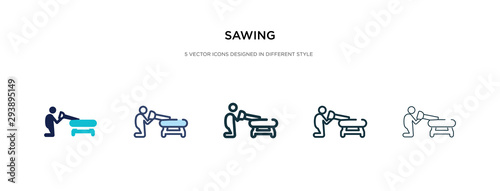 sawing icon in different style vector illustration. two colored and black sawing vector icons designed in filled, outline, line and stroke style can be used for web, mobile, ui