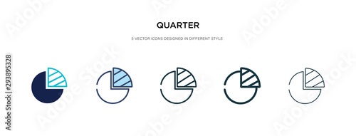 quarter icon in different style vector illustration. two colored and black quarter vector icons designed in filled, outline, line and stroke style can be used for web, mobile, ui