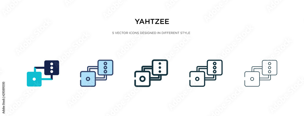 yahtzee icon in different style vector illustration. two colored and black yahtzee vector icons designed in filled, outline, line and stroke style can be used for web, mobile, ui yahtzee icon in different style vector illustration. two colored and black yahtzee vector icons designed in filled, outline, line and stroke style can be used for web, mobile, ui