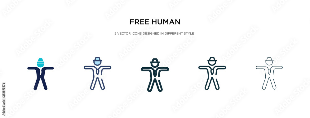 free human icon in different style vector illustration. two colored and black free human vector icons designed in filled, outline, line and stroke style can be used for web, mobile, ui