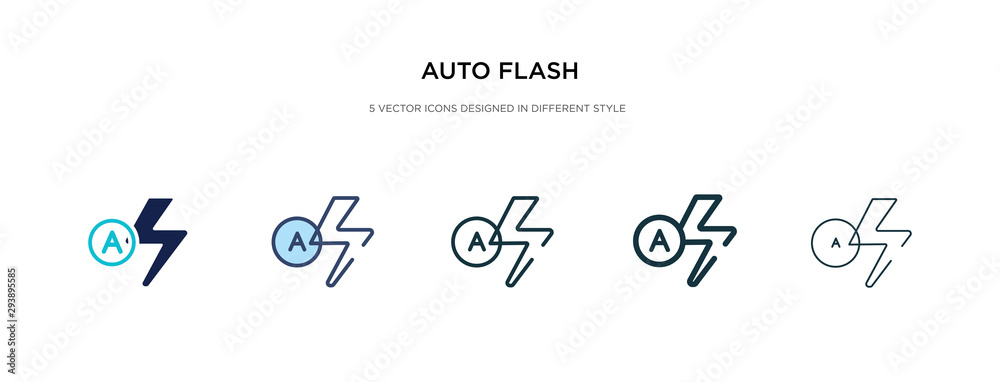 auto flash icon in different style vector illustration. two colored and black auto flash vector icons designed in filled, outline, line and stroke style can be used for web, mobile, ui auto flash icon in different style vector illustration. two colored and black auto flash vector icons designed in filled, outline, line and stroke style can be used for web, mobile, ui