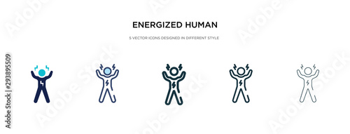 energized human icon in different style vector illustration. two colored and black energized human vector icons designed in filled, outline, line and stroke style can be used for web, mobile, ui